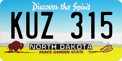 ND license plate KUZ315