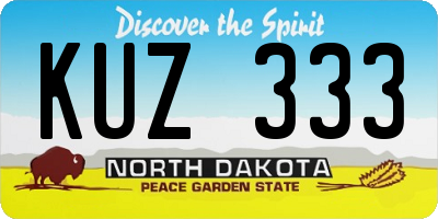 ND license plate KUZ333
