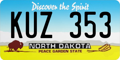ND license plate KUZ353