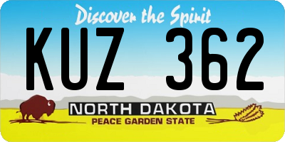 ND license plate KUZ362
