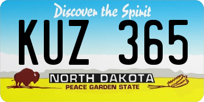 ND license plate KUZ365