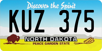 ND license plate KUZ375