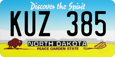 ND license plate KUZ385
