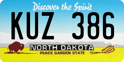 ND license plate KUZ386