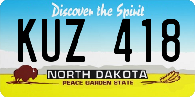 ND license plate KUZ418