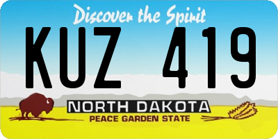 ND license plate KUZ419