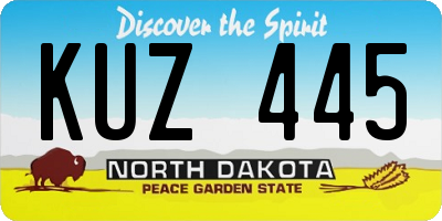 ND license plate KUZ445