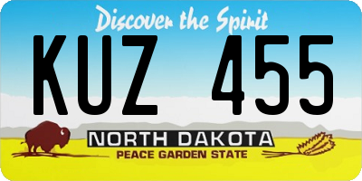 ND license plate KUZ455