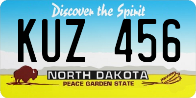 ND license plate KUZ456