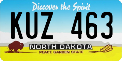 ND license plate KUZ463