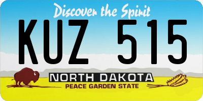 ND license plate KUZ515