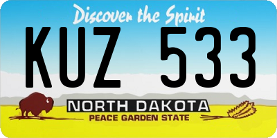 ND license plate KUZ533