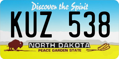 ND license plate KUZ538