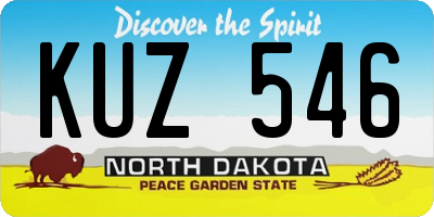 ND license plate KUZ546