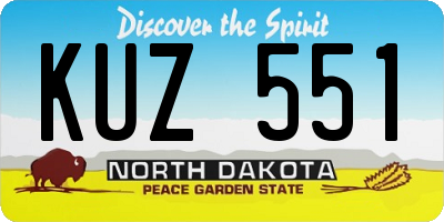 ND license plate KUZ551