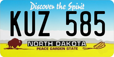 ND license plate KUZ585