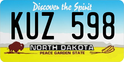 ND license plate KUZ598