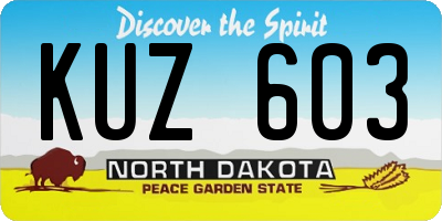 ND license plate KUZ603