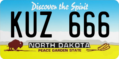 ND license plate KUZ666