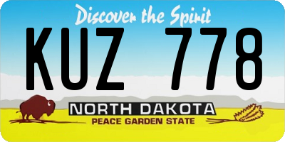 ND license plate KUZ778