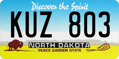 ND license plate KUZ803