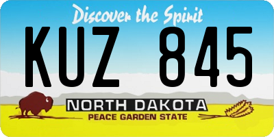 ND license plate KUZ845