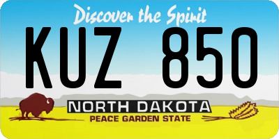 ND license plate KUZ850