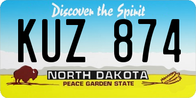 ND license plate KUZ874