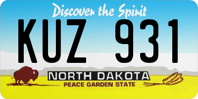 ND license plate KUZ931