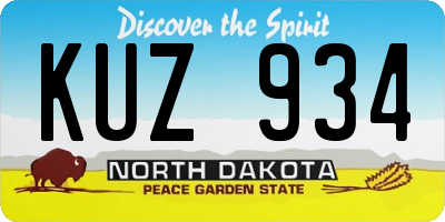 ND license plate KUZ934