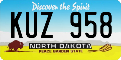ND license plate KUZ958