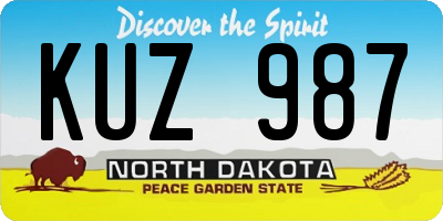 ND license plate KUZ987