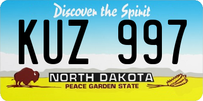 ND license plate KUZ997