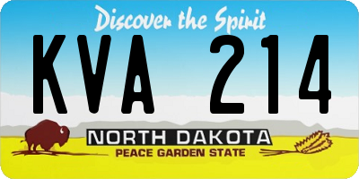 ND license plate KVA214