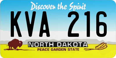 ND license plate KVA216