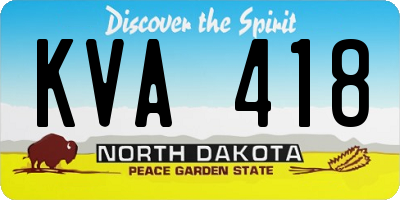 ND license plate KVA418