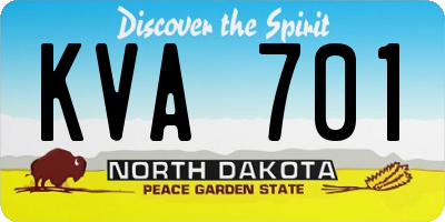 ND license plate KVA701