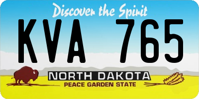 ND license plate KVA765