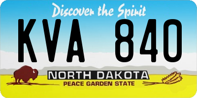 ND license plate KVA840
