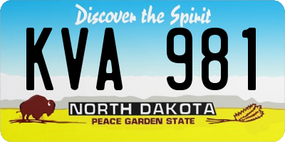 ND license plate KVA981