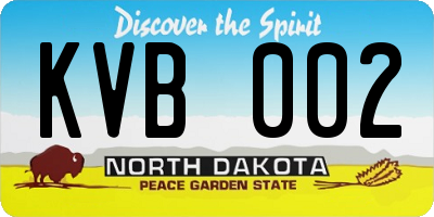 ND license plate KVB002