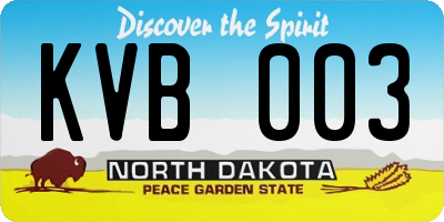 ND license plate KVB003