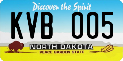 ND license plate KVB005