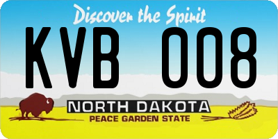 ND license plate KVB008
