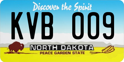 ND license plate KVB009