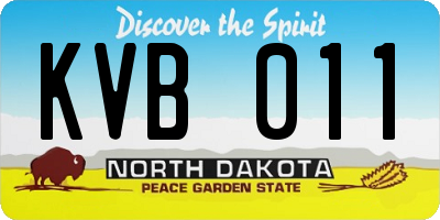 ND license plate KVB011