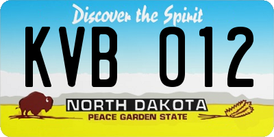 ND license plate KVB012
