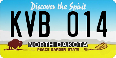 ND license plate KVB014