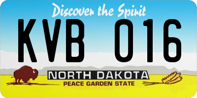 ND license plate KVB016