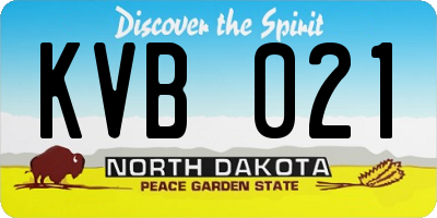 ND license plate KVB021